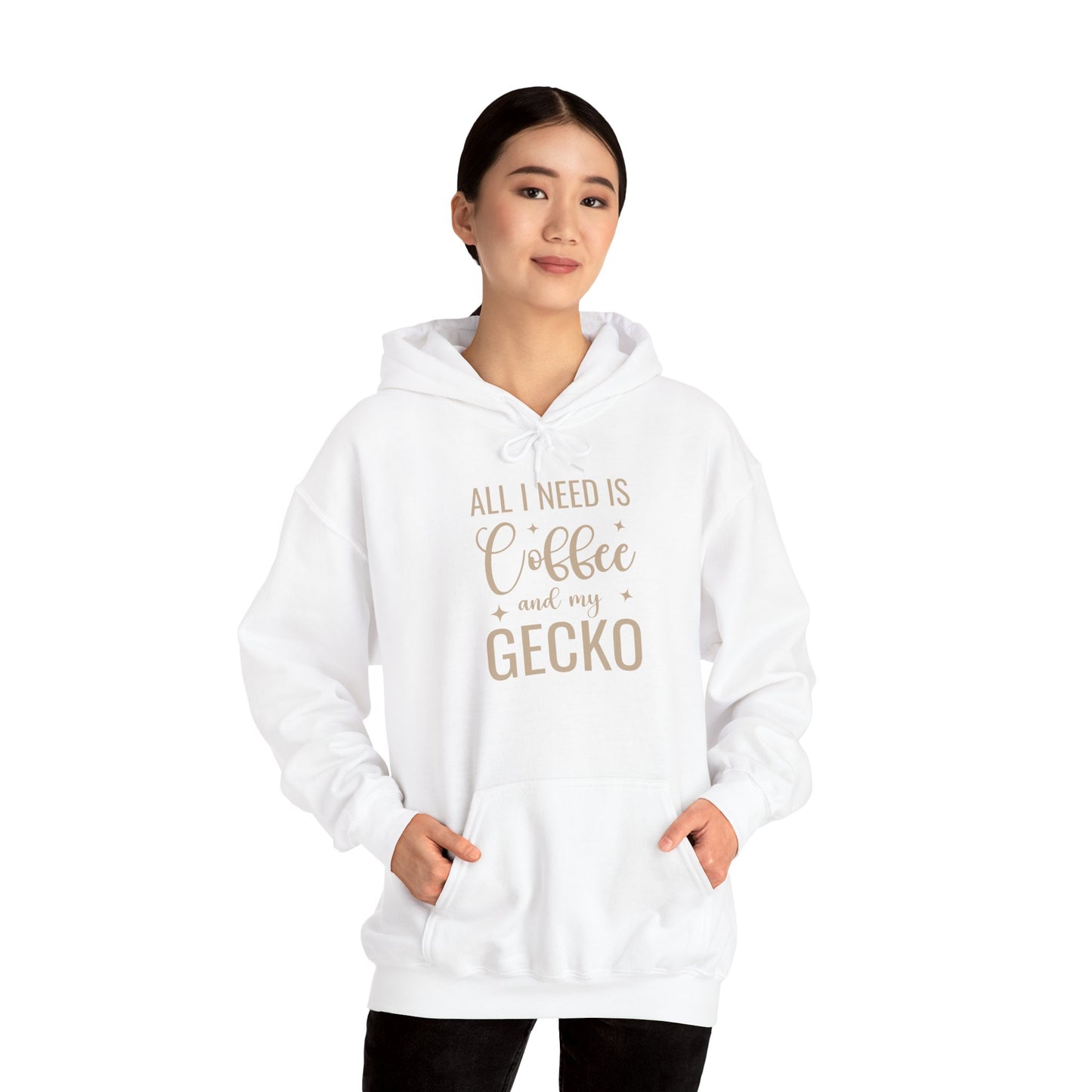 "Coffee and My Gecko" Unisex Hooded Sweatshirt with Bold Print - Great for Reptile Lovers