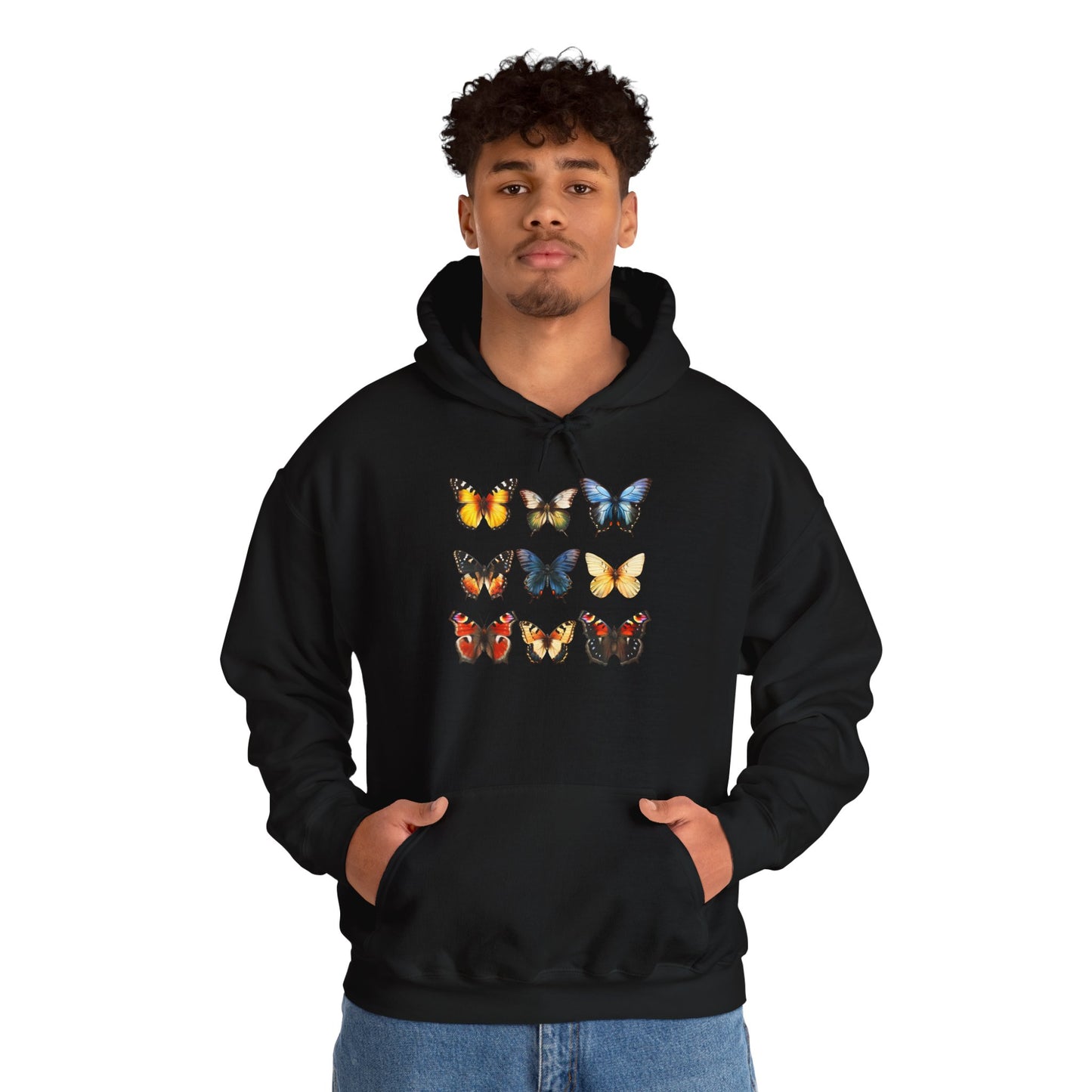 Butterflies Cozy Unisex Hooded Sweatshirt with Bold Print - Great for Insect Lovers
